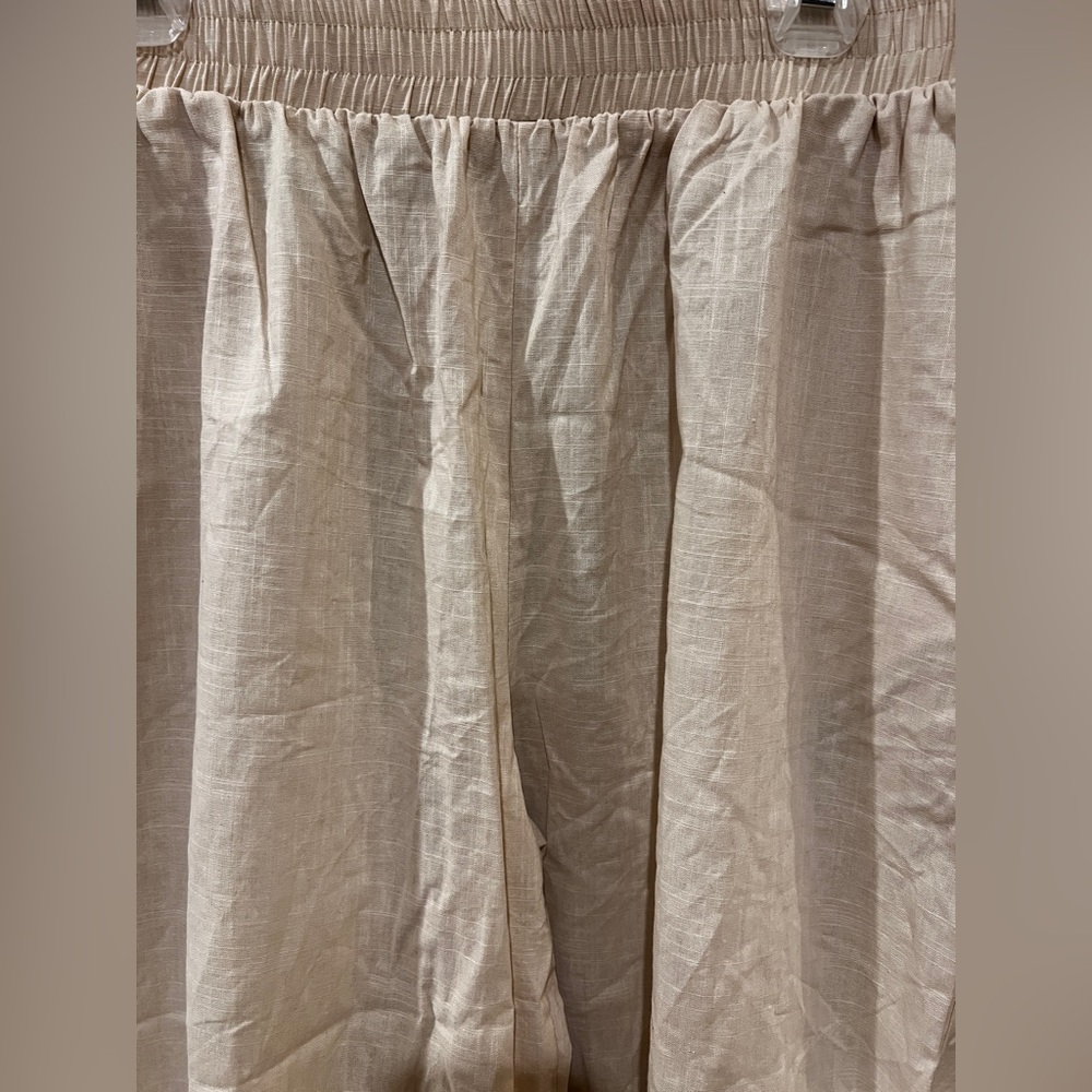 Women’s Light Cream Linen-Like Wide-Legged Pants Size XL - Picture 2 of 7